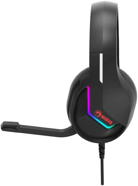 MARVO H8618 BK Tactic 40 RGB Laidinės žaidimų ausinės | USB | Juodos