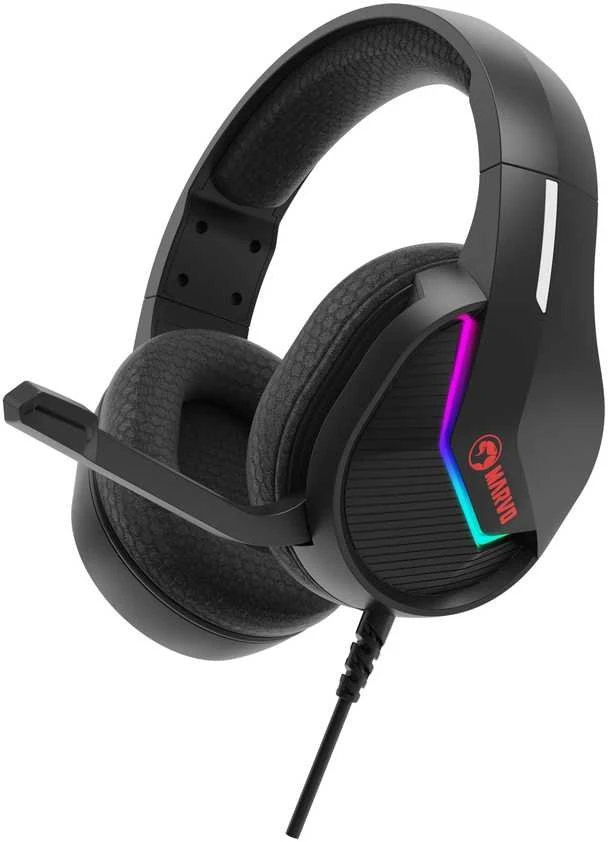 MARVO H8618 BK Tactic 40 RGB Laidinės žaidimų ausinės | USB | Juodos