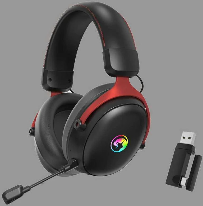 MARVO HG9067W Tactic X Pro RGB Belaidės žaidimų ausinės | BT, 2.4G, USB-C | Juodos