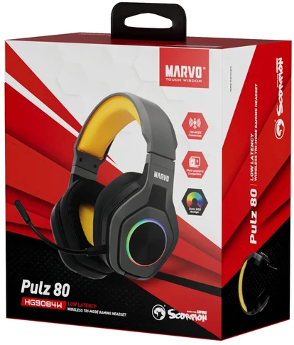Ausinės su mikrofonu Marvo Pulz 80W HG9084 laidinės juodos