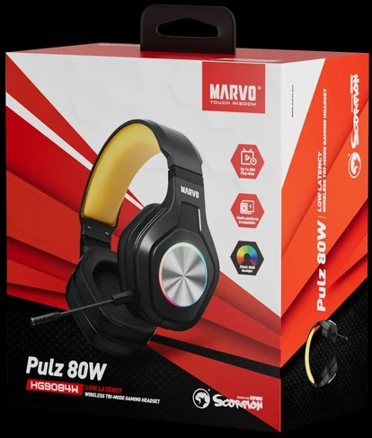 Ausinės su mikrofonu Marvo Pulz 80W HG9084W juodos belaidės