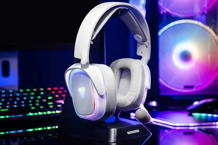 MODECOM MC-899 PROMETHEUS baltos laidinės ausinės 7.1 | USB