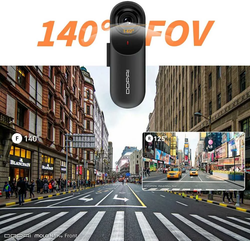 DDPAI Mola N3 Pro GPS Dual 2K 1600p + 1080p Dash Camera - vaizdo registratorius su galinio vaizdo kamera