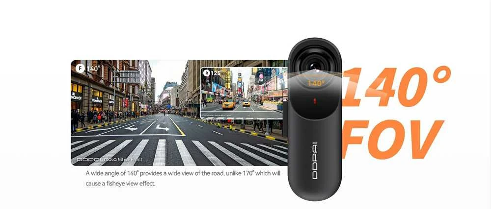 DDPAI Mola N3 Pro GPS Dual 2K 1600p + 1080p Dash Camera - vaizdo registratorius su galinio vaizdo kamera