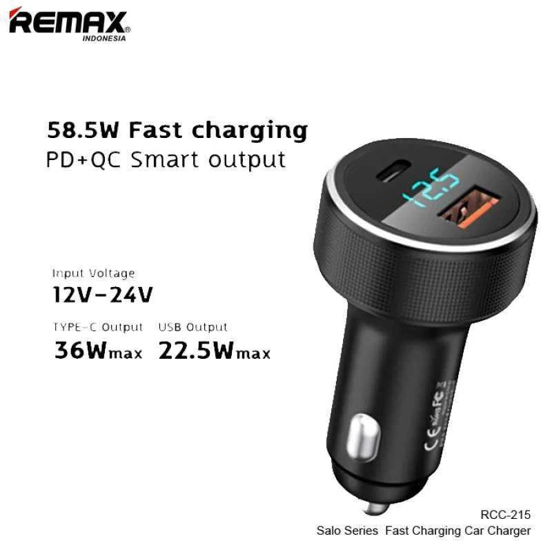 Automobilinis įkroviklis USB, USB-C Remax RCC215, 58.5W (juodas)