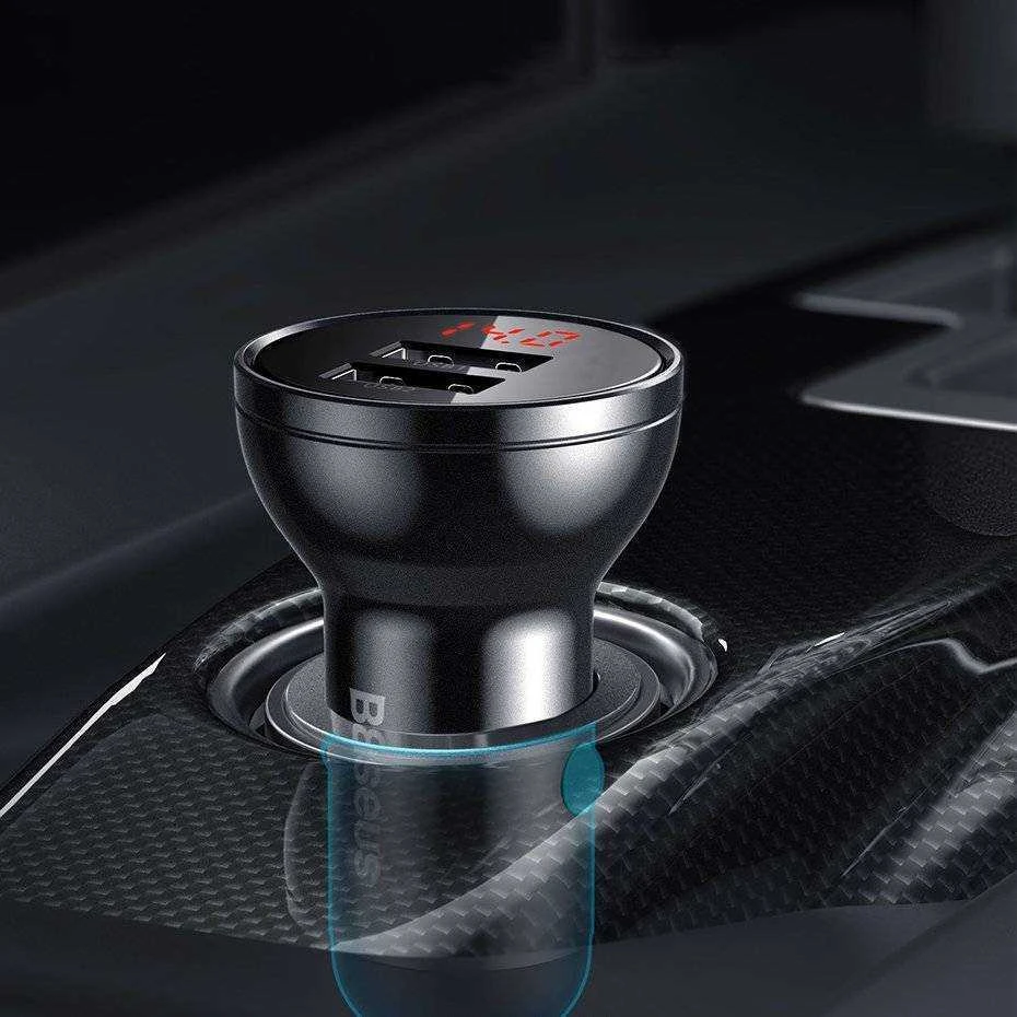 Baseus 2xUSB 4.8A automobilinis įkroviklis 24W - Pilkas