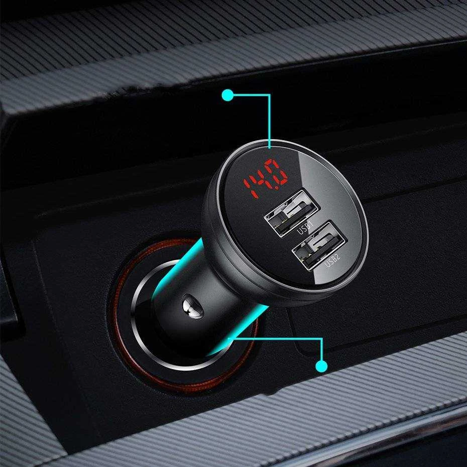 Baseus 2xUSB 4.8A automobilinis įkroviklis 24W - Pilkas