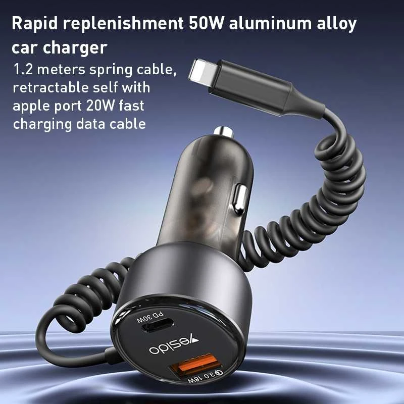 Aut.krov.Yesido Y57 USB / USB C / Lightning laidas 50W