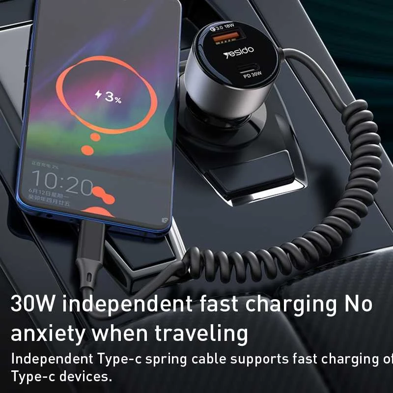 Aut.krov.Yesido Y57 USB / USB C / Lightning laidas 50W