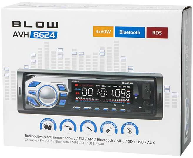 Automagnetola BLOW 78-269 radijas AVH-8624 MP3/USB/SD/MMC/BLUETOOTH + REMOTE