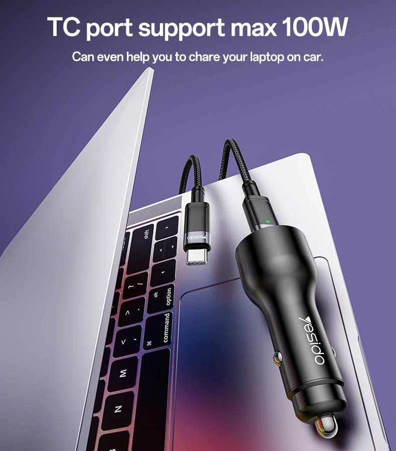 Automatinis įkrovimas Yesido Y65 100W + QC 18W USB + C tipo