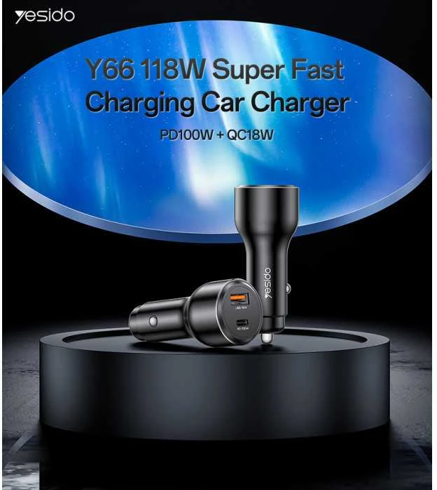 Automatinis įkrovimas Yesido Y65 100W + QC 18W USB + C tipo