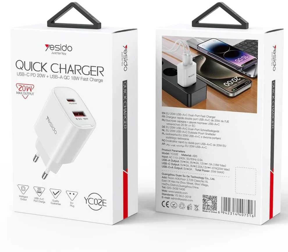 Buit.krov.Yesido YC02E 20W 1XUSB 1XUSB-C