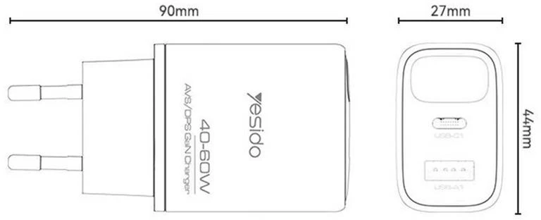 Buit.krov.Yesido YC122 60W GaN A+C