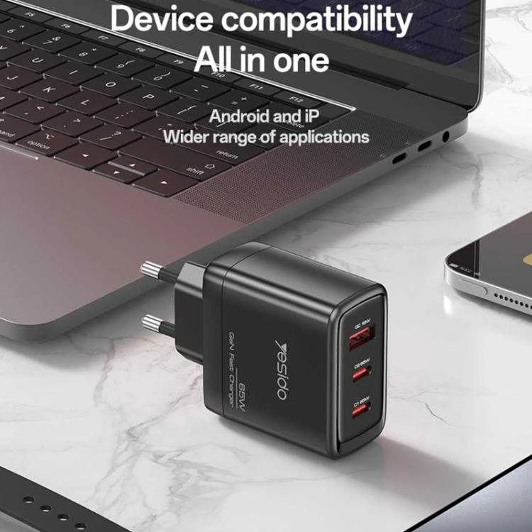 Buit.krov.Yesido YC144 GaN 65W 1XUSB 2XUSB-C