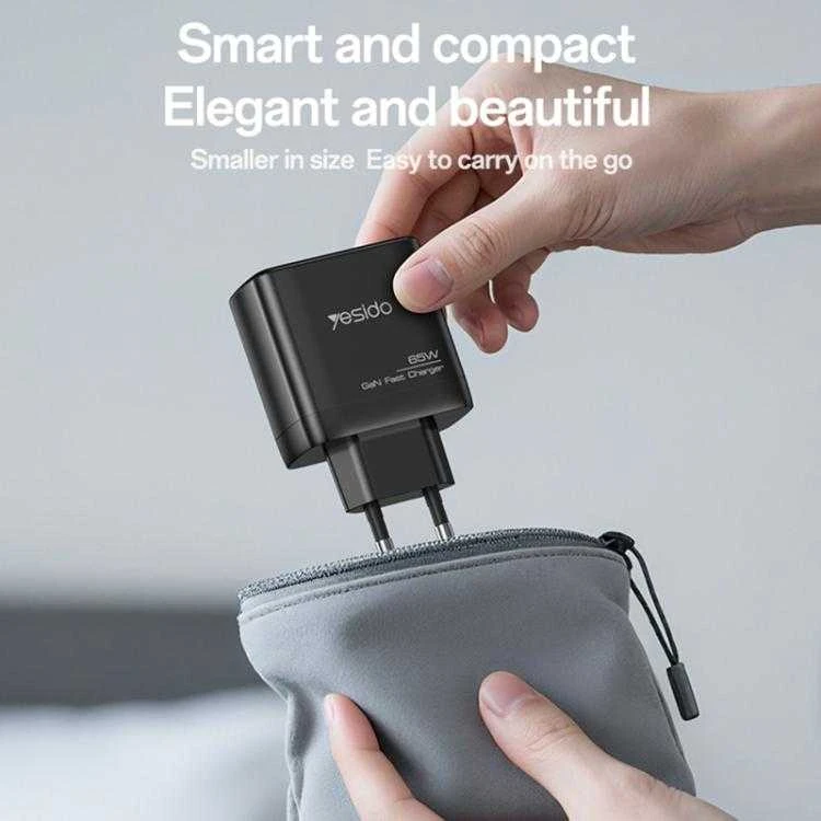 Buit.krov.Yesido YC144C GaN 65W 1XUSB 2XUSB-C + CC kab.
