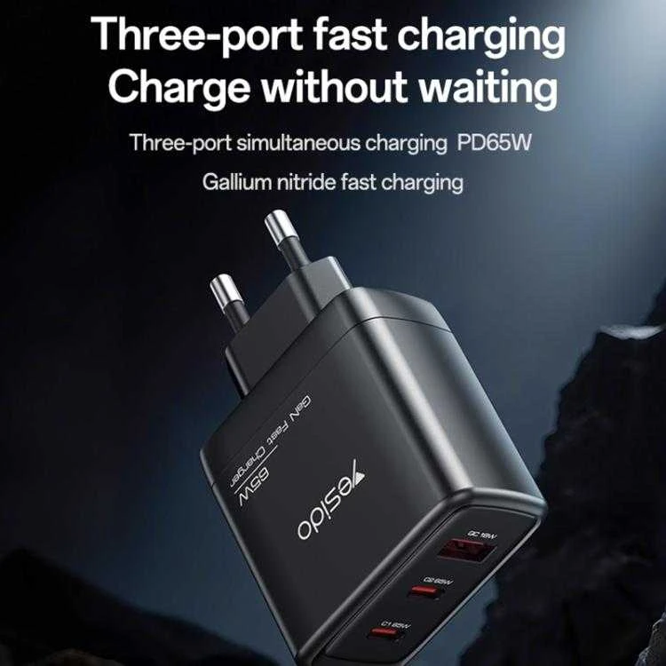 Yesido YC144C 65W įkroviklis su trimis USB jungtimis