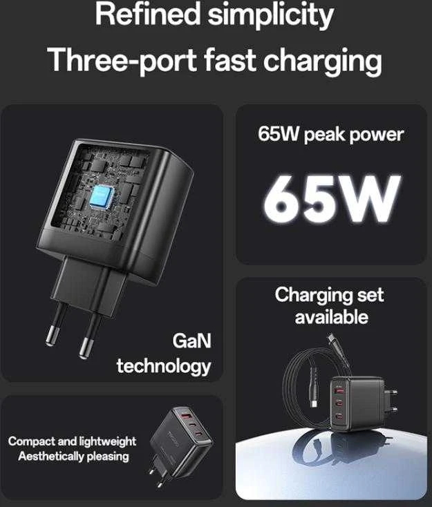 Yesido 65W GaN kroviklio techninės savybės