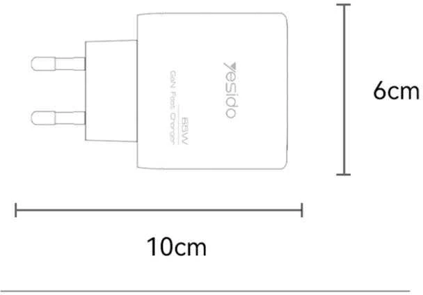 Buit.krov.Yesido YC144C GaN 65W 1XUSB 2XUSB-C + CC kab.