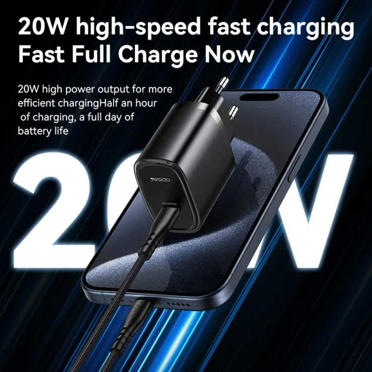 Buit.krov.Yesido YC57 QC 20W 1XUSB-C + C to L kab.