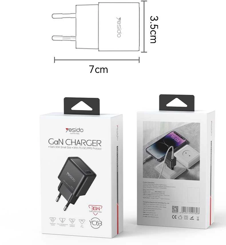 Buit.krov.Yesido YC63 GaN 30W 1XUSB-C