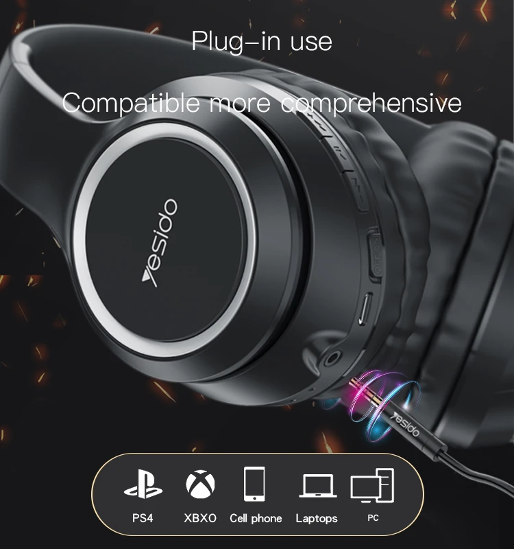 Yesido Borofone Ausinės EP03 bluetooth juodas aprašymas - Prekės nuotrauka