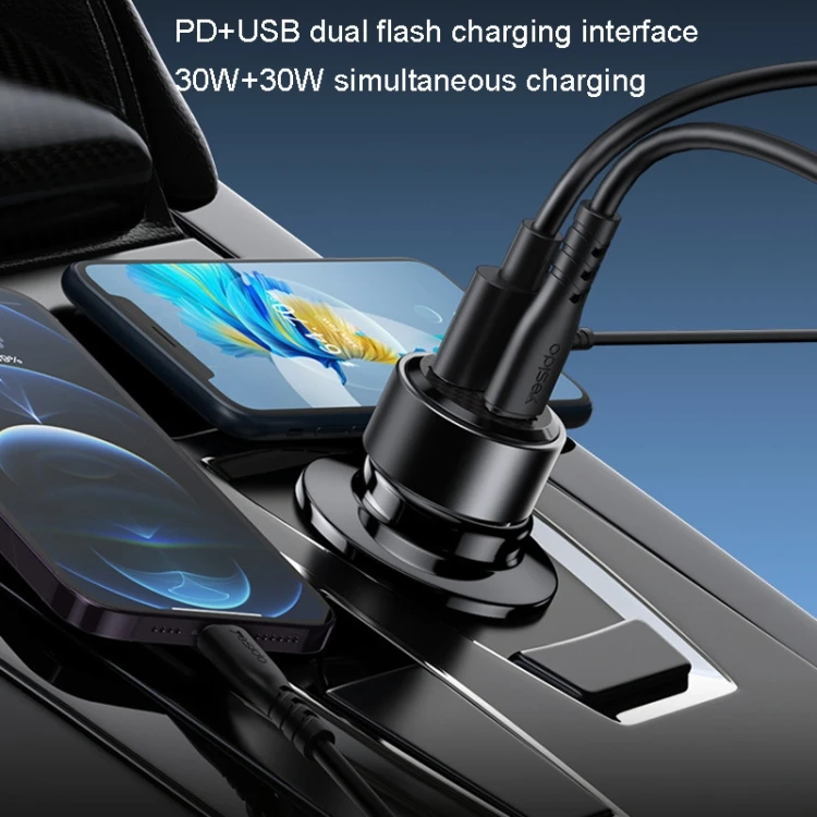 Aut.krov.Yesido Y55 60W USB X Type-C + TC–TC laidas aprašymas - Prekės nuotrauka