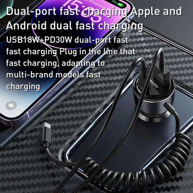 Aut.krov.Yesido Y57 USB / USB C / Lightning laidas 50W aprašymas - Prekės nuotrauka