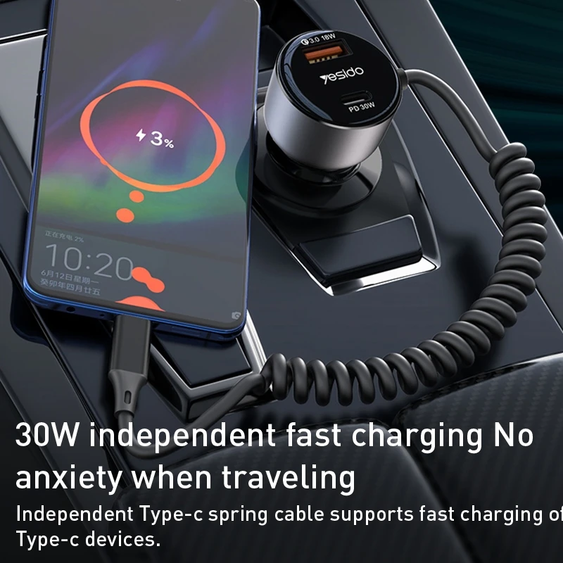 Aut.krov.Yesido Y57 USB / USB C / Lightning laidas 50W aprašymas - Prekės nuotrauka