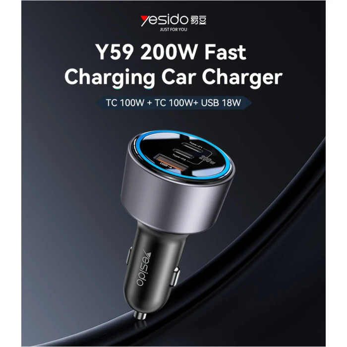 Aut.krov.Yesido Y59 200W 1 USB 2 X Type-C aprašymas - Prekės nuotrauka