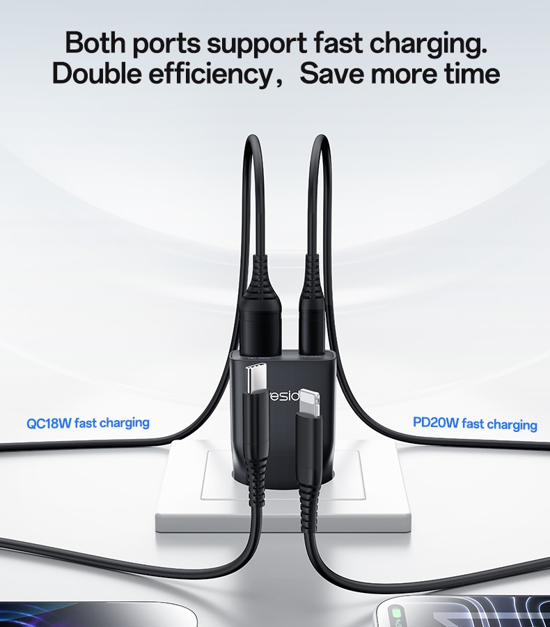 Buit.krov.Yesido YC112 20W 1XUSB 1XUSB-C aprašymas - Prekės nuotrauka