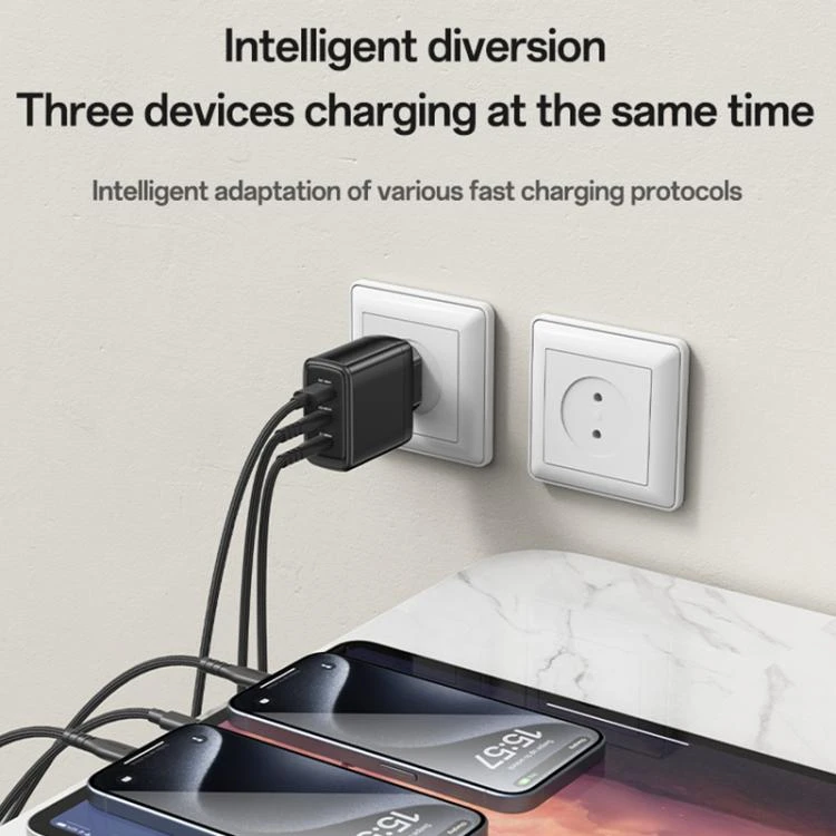 Buit.krov.Yesido YC144 GaN 65W 1XUSB 2XUSB-C aprašymas - Prekės nuotrauka