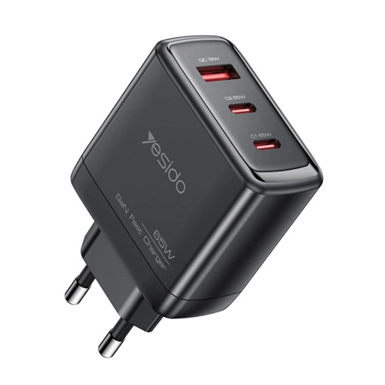 Buit.krov.Yesido YC144 GaN 65W 1XUSB 2XUSB-C aprašymas - Prekės nuotrauka