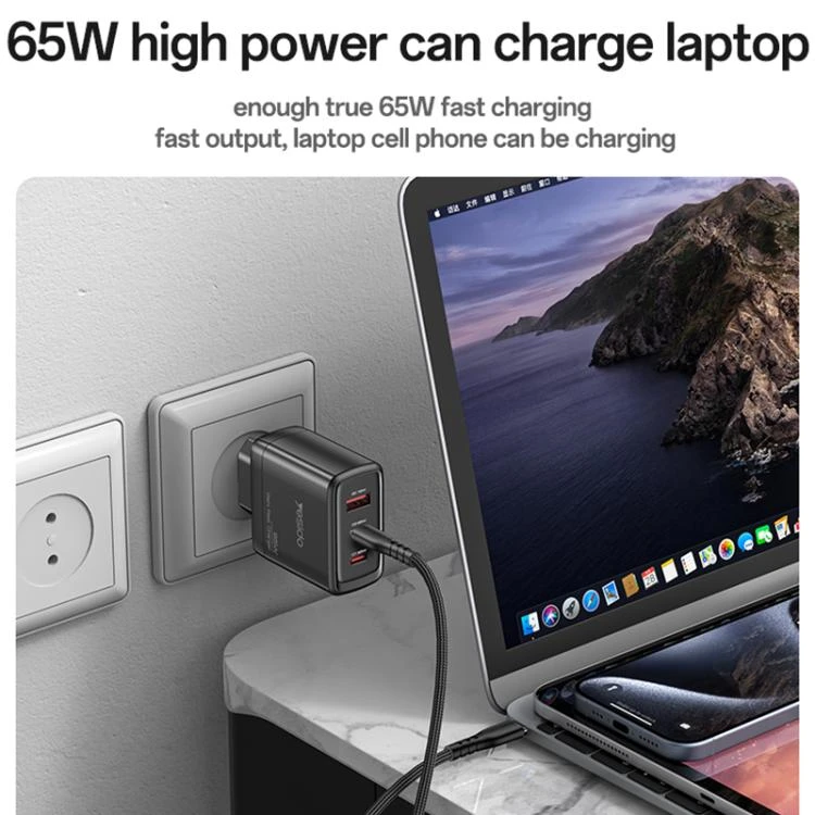 Buit.krov.Yesido YC144C GaN 65W 1XUSB 2XUSB-C + CC kab. aprašymas - Prekės nuotrauka