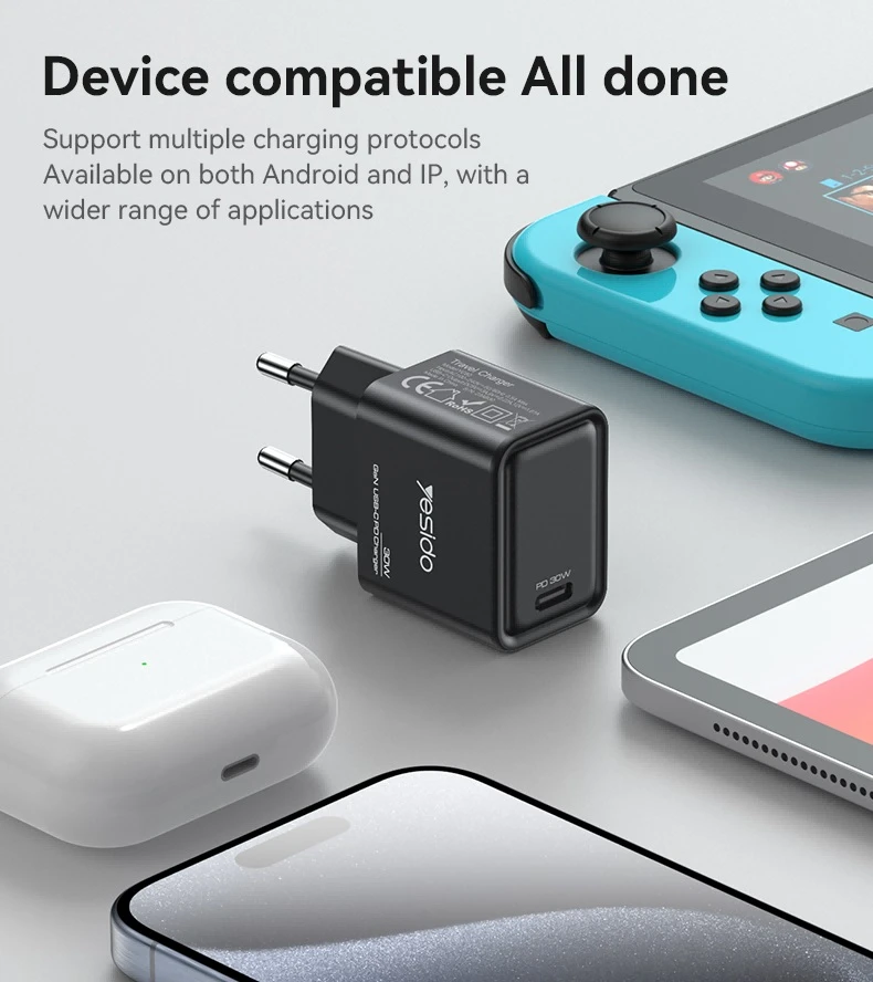 Buit.krov.Yesido YC63 GaN 30W 1XUSB-C aprašymas - Prekės nuotrauka