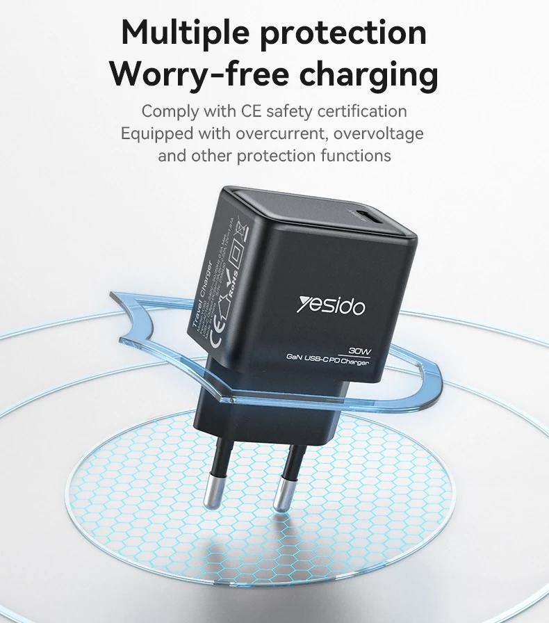 Buit.krov.Yesido YC63 GaN 30W 1XUSB-C aprašymas - Prekės nuotrauka