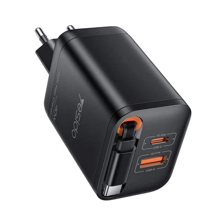Buit.krov.Yesido YC99 40W GaN USB+Type-C + USB-C kab. aprašymas - Prekės nuotrauka