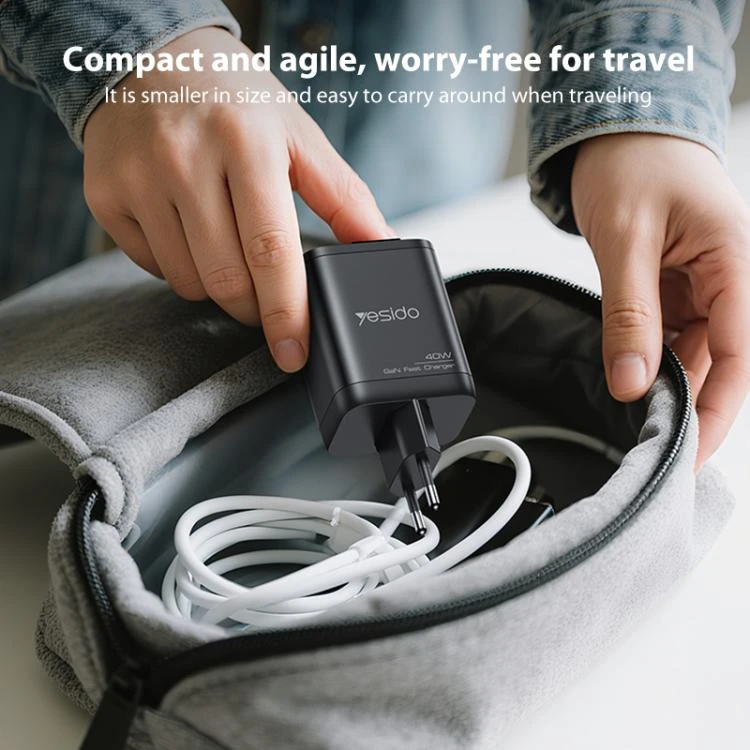 Buit.krov.Yesido YC99 40W GaN USB+Type-C + USB-C kab. aprašymas - Prekės nuotrauka