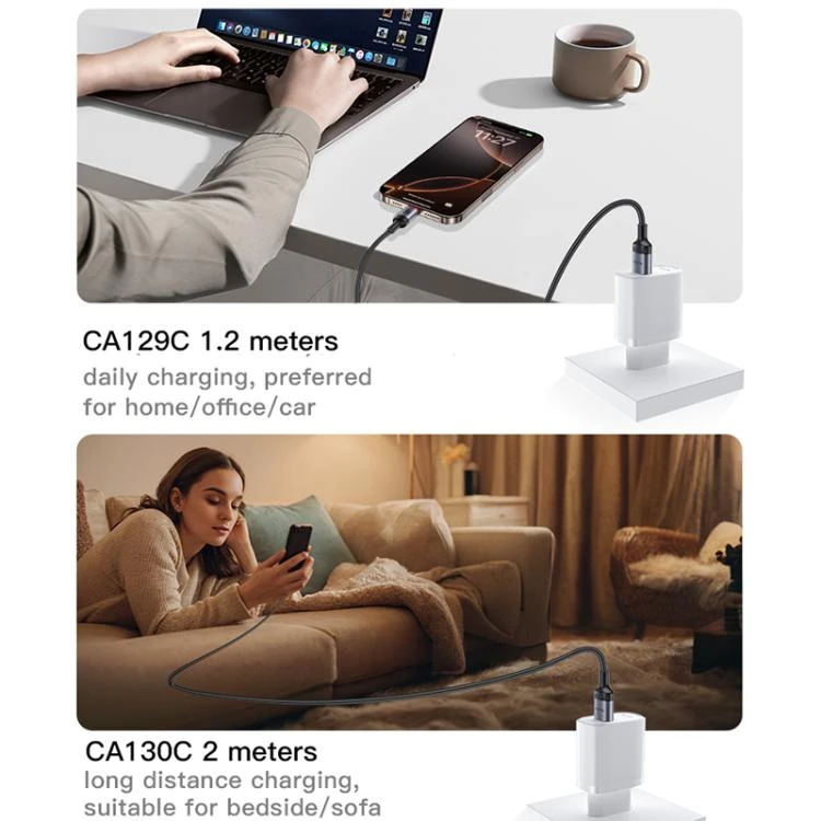 Kab.Yesido CA130C USB to USB-C juodas 18W 2 m aprašymas - Prekės nuotrauka