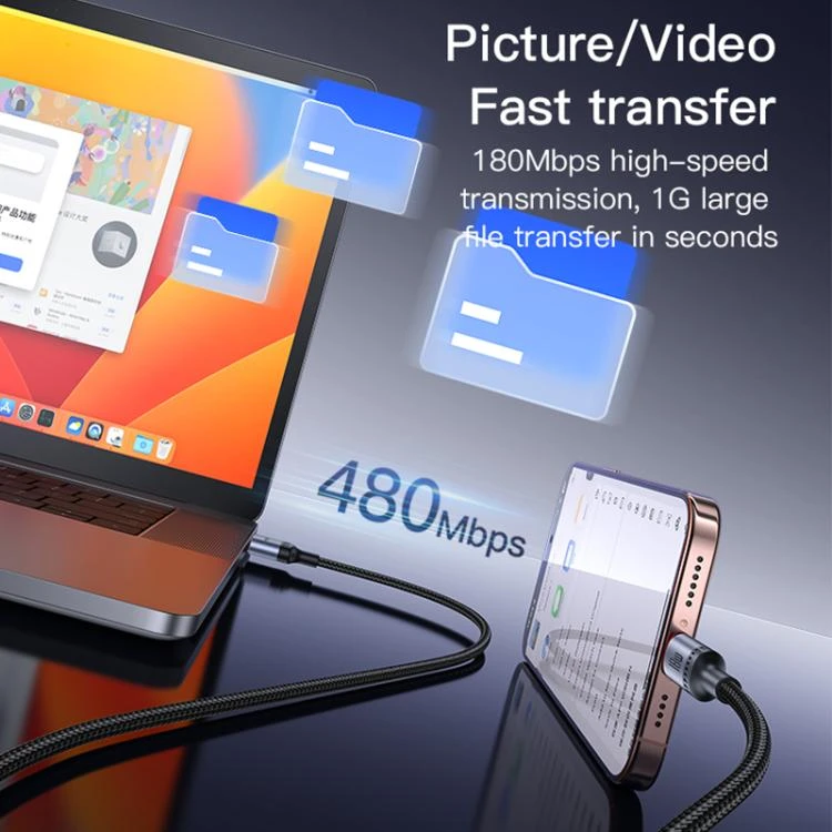 Kab.Yesido CA130C USB to USB-C juodas 18W 2 m aprašymas - Prekės nuotrauka