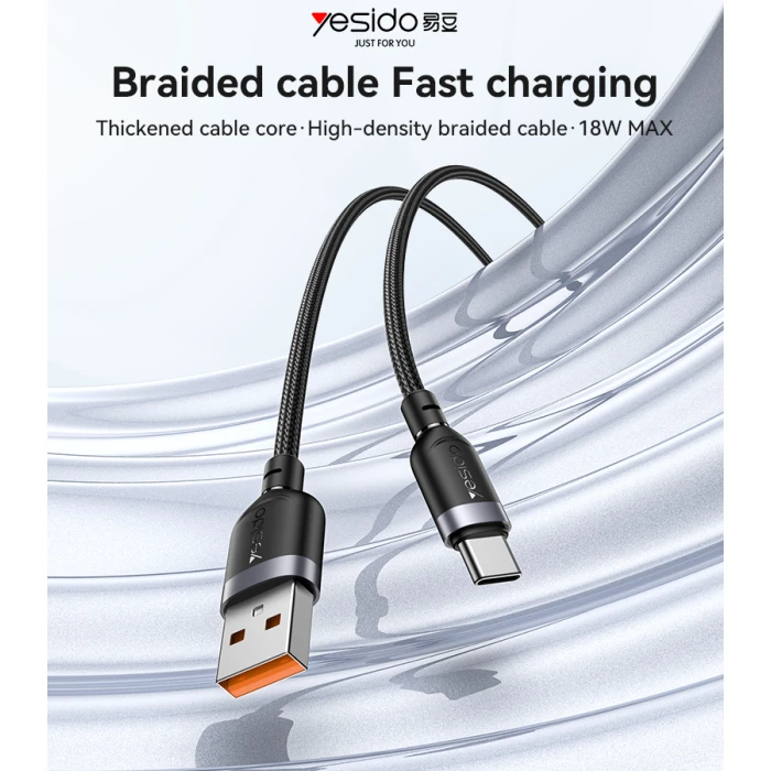 Kab.Yesido CA132C USB to Type-C 18W 1.2m aprašymas - Prekės nuotrauka