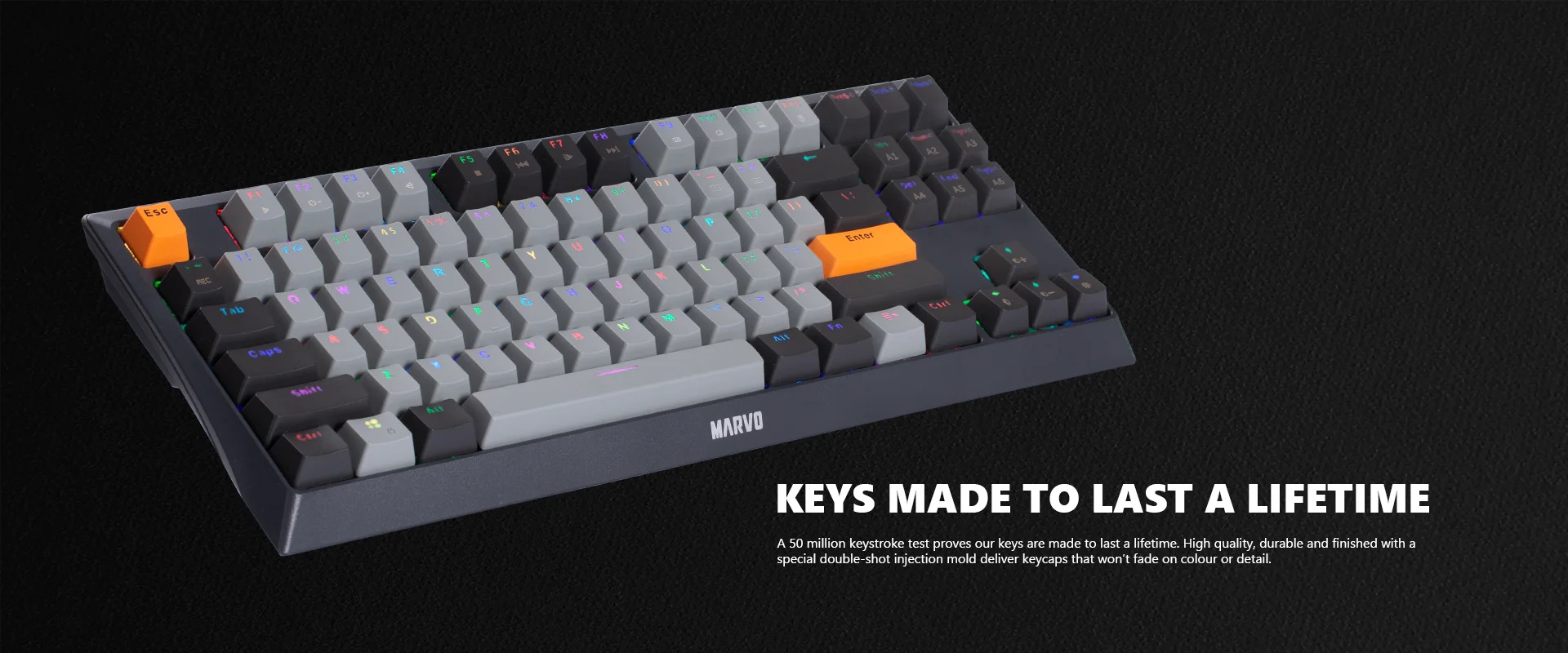 Marvo KG980B TKL mechaninė klaviatūra su RGB (Hot-Swap, US, Mėlyna switch) aprašymas - Prekės nuotrauka