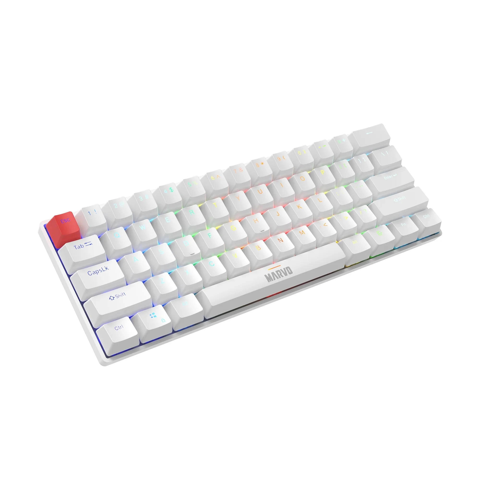 Klaviatūra Klav.Marvo Saber 61 KG933 RGB 60% balta aprašymas - Prekės nuotrauka