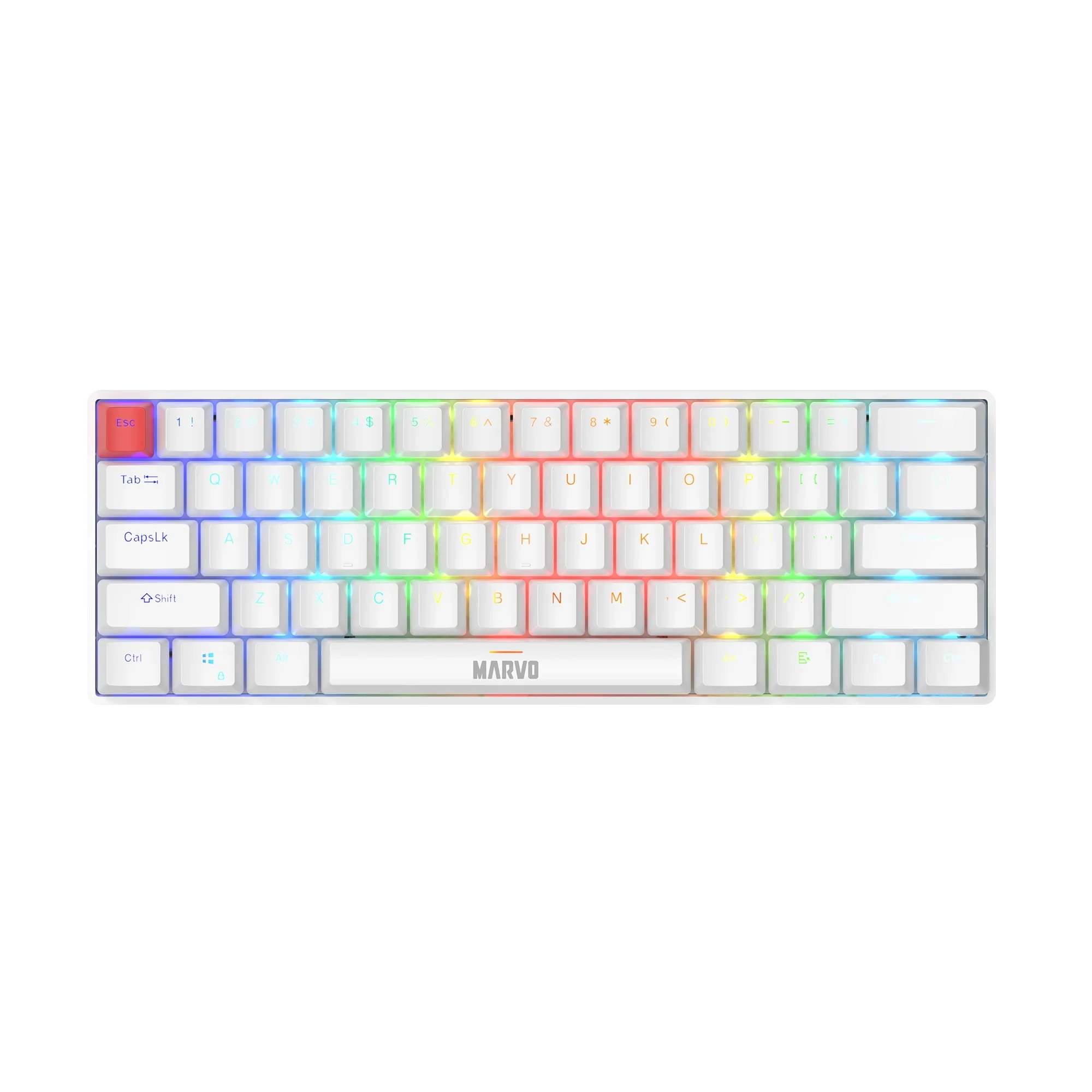 Klaviatūra Klav.Marvo Saber 61 KG933 RGB 60% balta aprašymas - Prekės nuotrauka