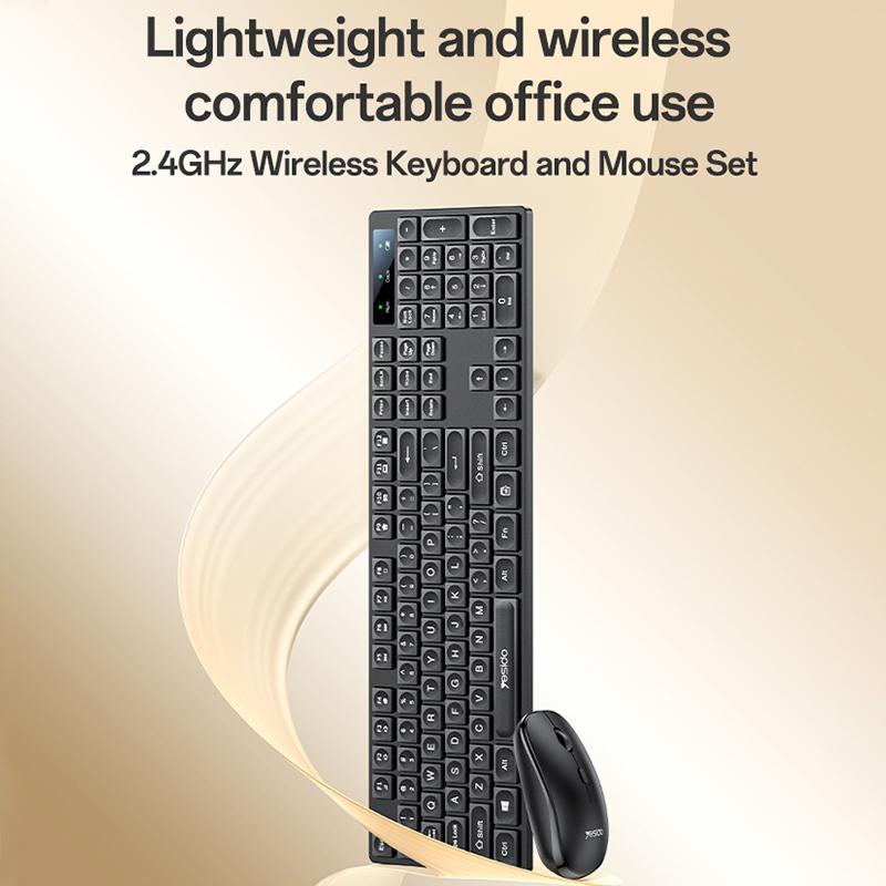 Klaviatūra ir pelė Yesido KB42 Wireless 2.4G USB juoda aprašymas - Prekės nuotrauka