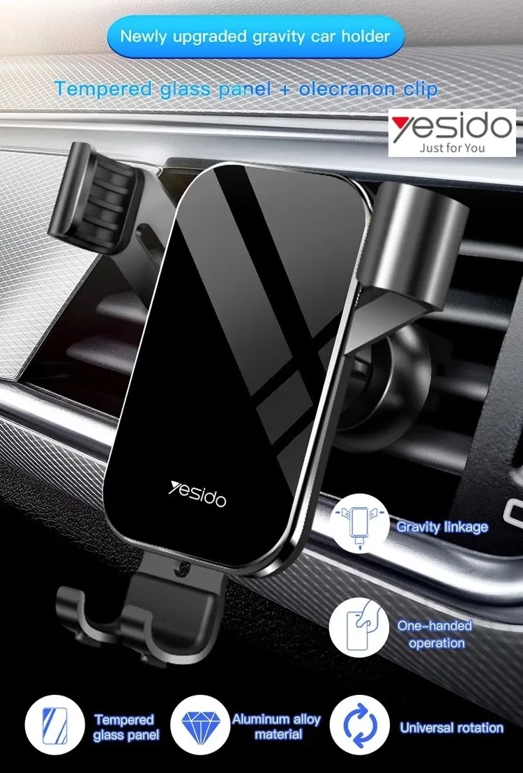 Yesido C87 automobilinis telefono laikiklis į groteles aprašymas - Prekės nuotrauka