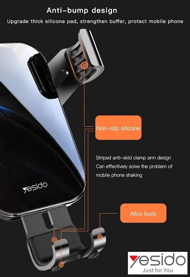 Yesido C87 automobilinis telefono laikiklis į groteles aprašymas - Prekės nuotrauka