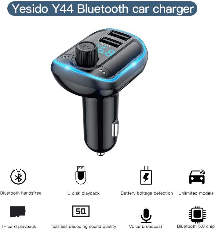FM Moduliatorius Yesido Y44 2 x USB Micro SD 3,1A