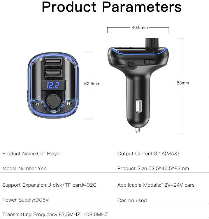 FM Moduliatorius Yesido Y44 2 x USB Micro SD 3,1A