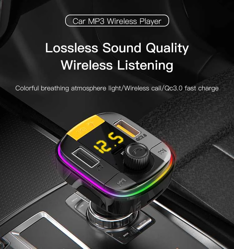 „Yesido“ FM siųstuvas Y45 MP3, „Bluetooth“ - 2xUSB + C tipo + „Micro SD“ - QC 18W PD 20W juodas